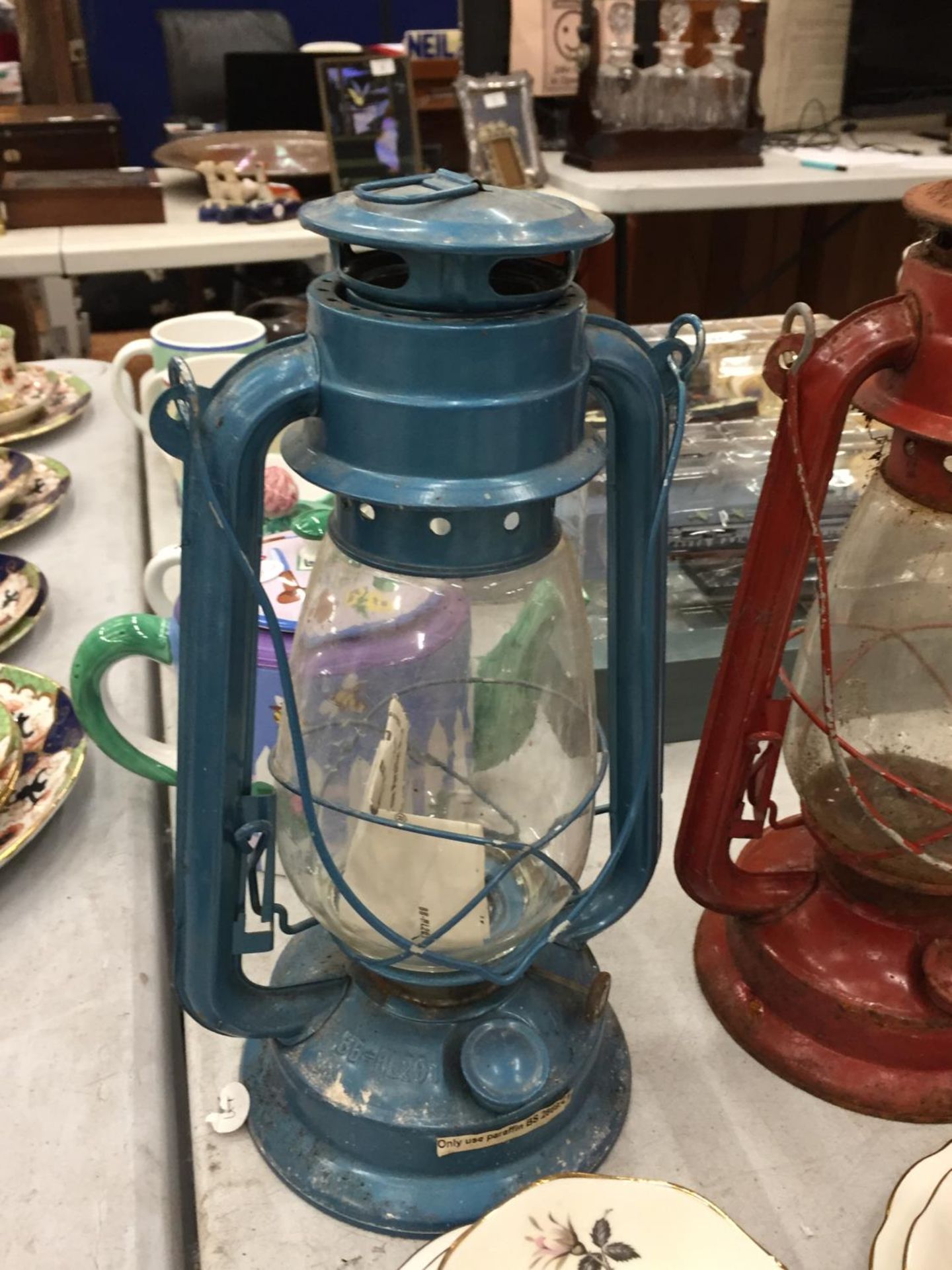 TWO VINTAGE HURRICANE LAMPS - Image 2 of 3