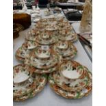 A LARGE QUANTITY OF ROYAL WINDSOR CHINA CUPS, SAUCERS AND SIDE PLATES PLUS A CREAM JUG AND SUGAR