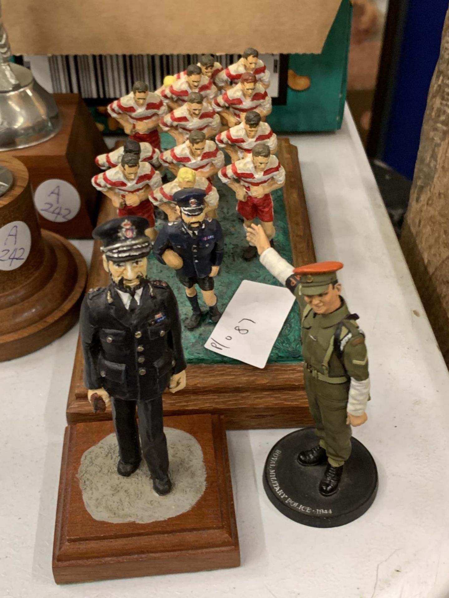 * A SMALL MODEL OF JAMES ANDERTON, HEIGHT 10CM, MODEL OF ANDERTON WITH A RUGBY TEAM, MILITARY POLICE - Image 2 of 3