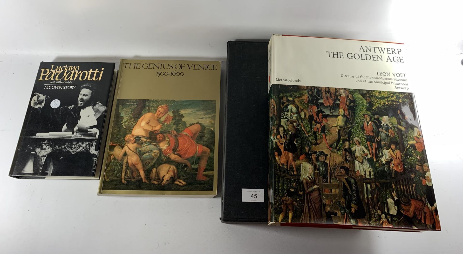 * THREE ART BOOKS WITH DEDICATION INSCRIPTIONS TO JAMES ANDERTON TO INCLUDE LEON VOET 'ANTWERP THE