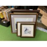 FOUR FRAMED PRINTS TO INCLUDE CASTLES, ETC