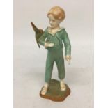 A ROYAL WORCESTER CHILD FIGURINE "THE PARAKEET" 3087 BY FREDA DOUGHTY - 18 CM