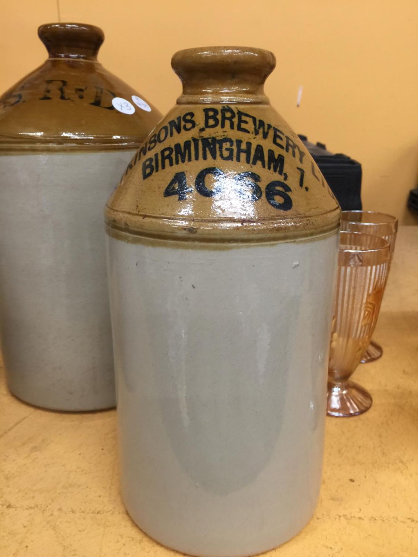 THREE VINTAGE SALT GLAZED FLAGONS TO INCLUDE ATKINSON'S BREWERY LIMITED BIRMINGHAM - Image 3 of 4