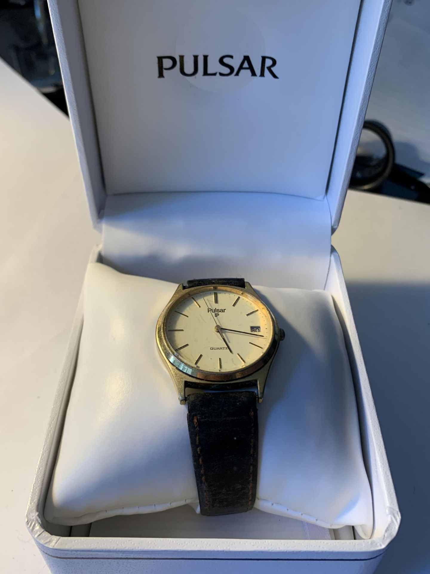 A PULSAR WRISTWATCH IN A PRESENTATION BOX SEEN WORKING BUT NO WARRANTY