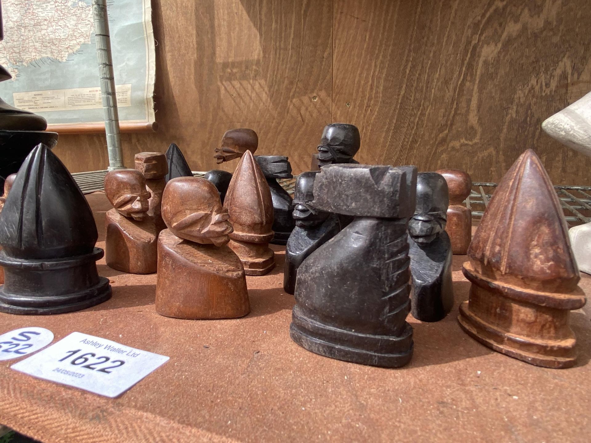 A COLLECTION OF TRIBAL CARVED WOODEN CHESS PIECES - Image 2 of 3