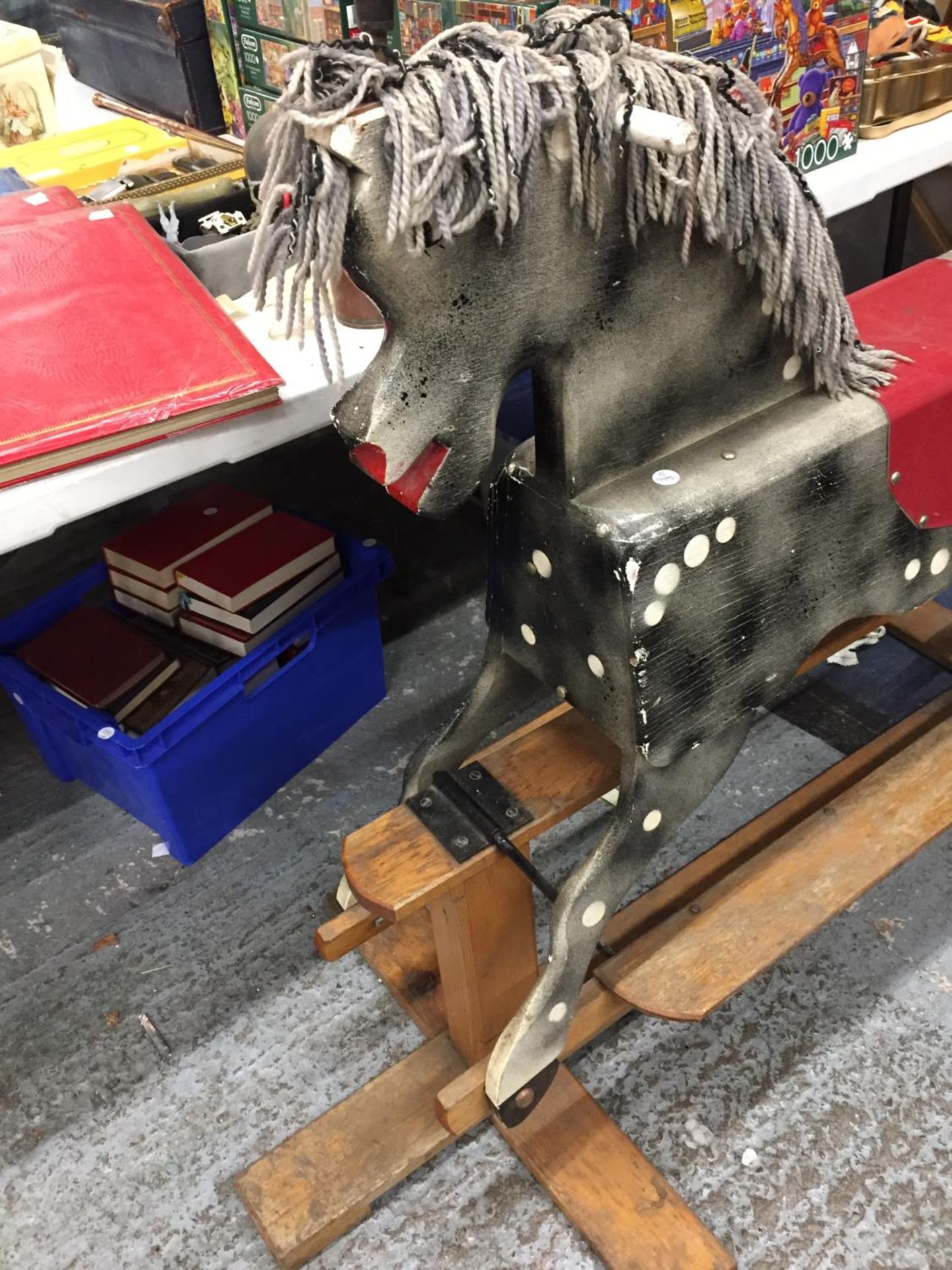 A VINTAGE CHILD'S WOODEN ROCKING HORSE HEIGHT TO THE SEAT 69CM, LENGTH 150CM - Image 2 of 4