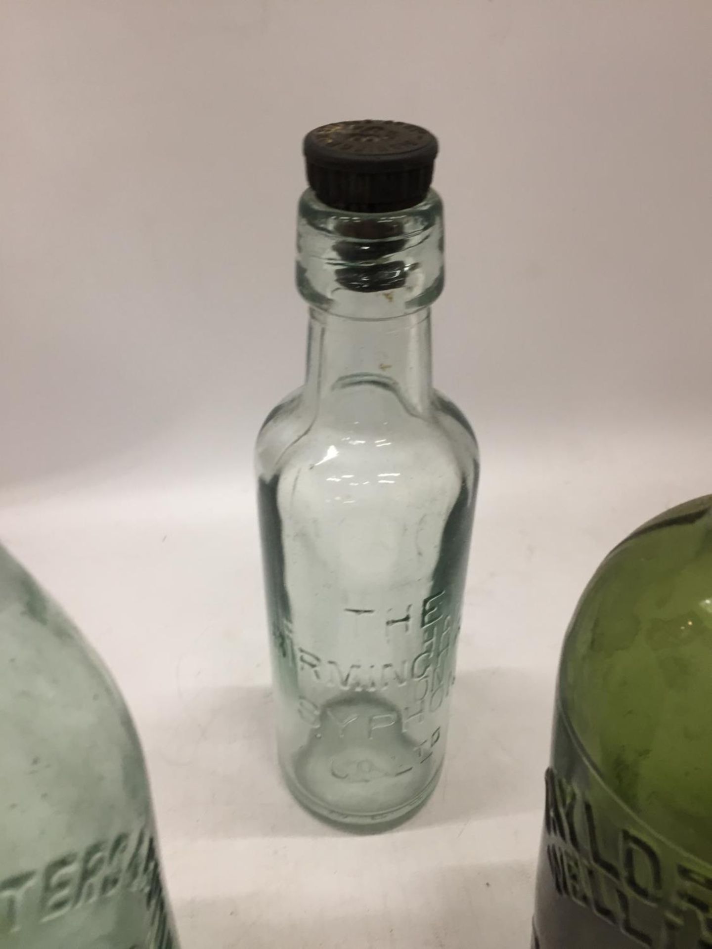 THREE VINTAGE GLASS ADVERTISING BOTTLES - Image 3 of 4