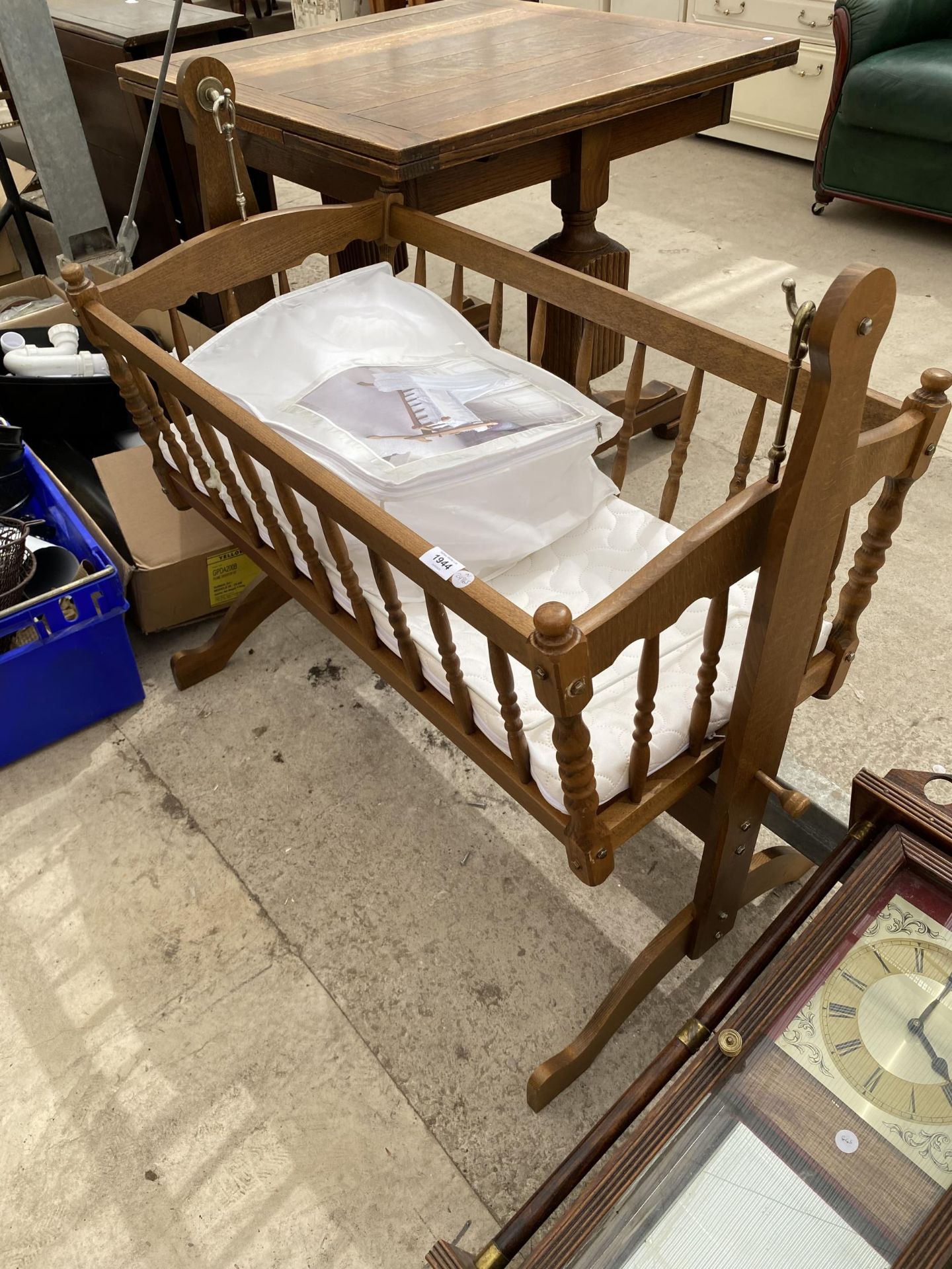 A VINTAGE STYLE WOODEN CHILD'S COT