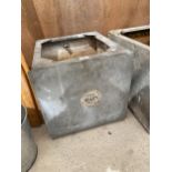 A VINTAGE GALVANISED TANK PLANTER (46CM x 45CM x 42CM)