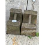 TWO VINTAGE CAST IRON 56LB WEIGHTS