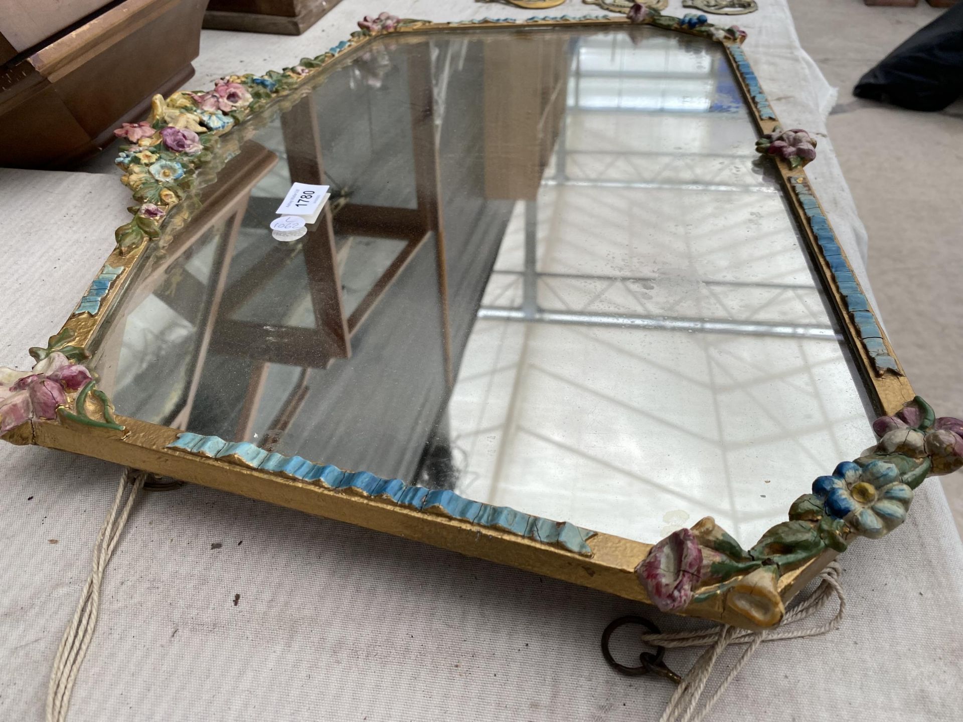 TWO ITEMS - A VINTAGE FLORAL BARBOLA MIRROR AND A MODERN 31 DAY CLOCK - Image 7 of 7
