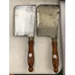 TWO LARGE VINTAGE MILITARY MEAT CLEAVERS