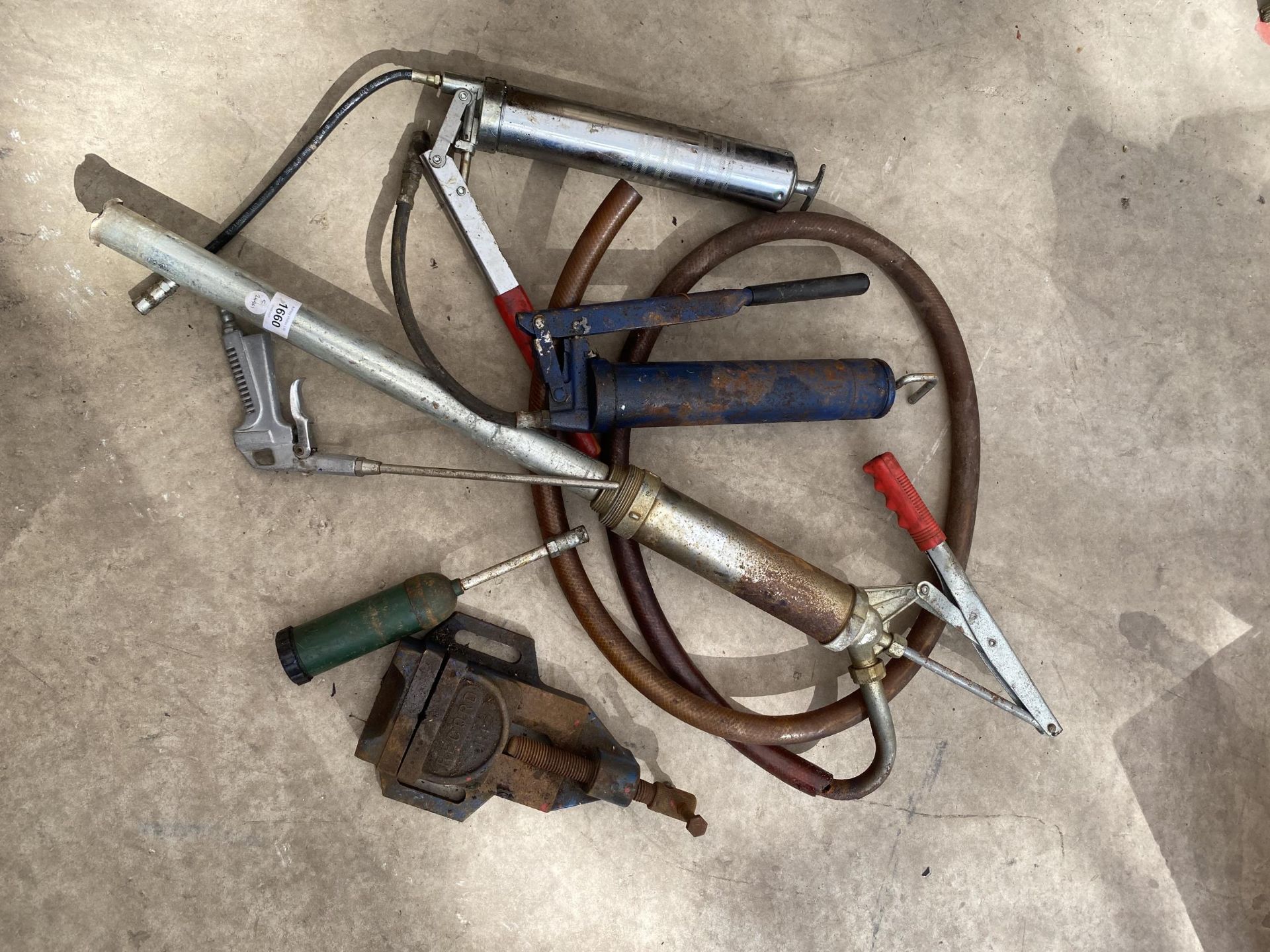 A COLLECTION OF TOOLS, RECORD VICE ETC