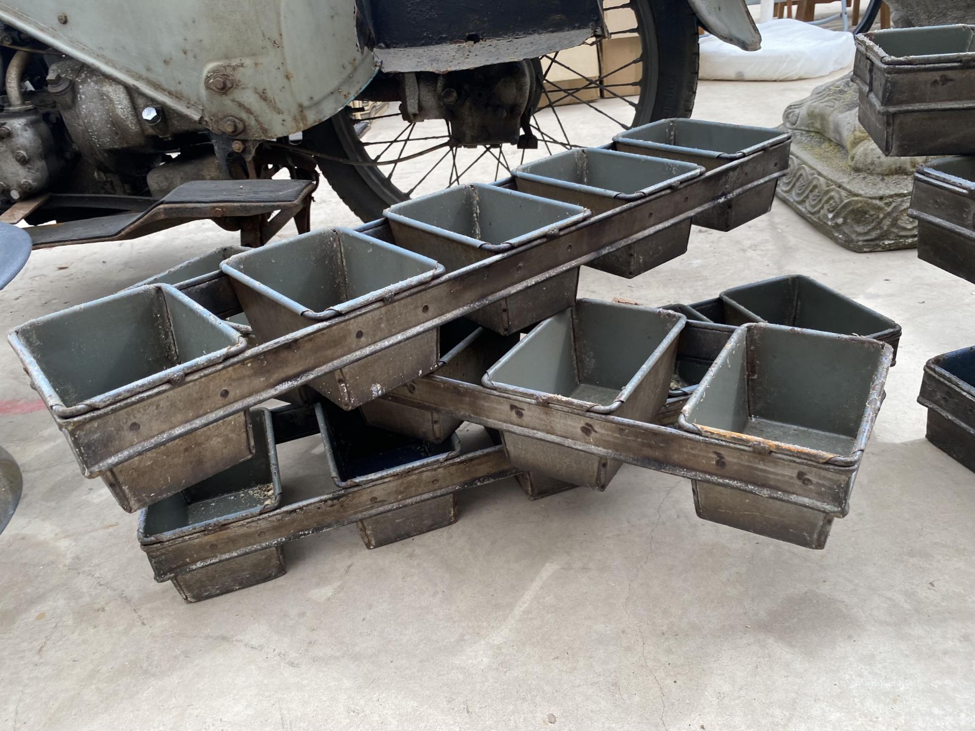 THREE VINTAGE METAL FIVE SECTION TRAY PLANTERS - Image 2 of 2