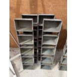 FOUR VINTAGE METAL FIVE SECTION TRAY PLANTERS