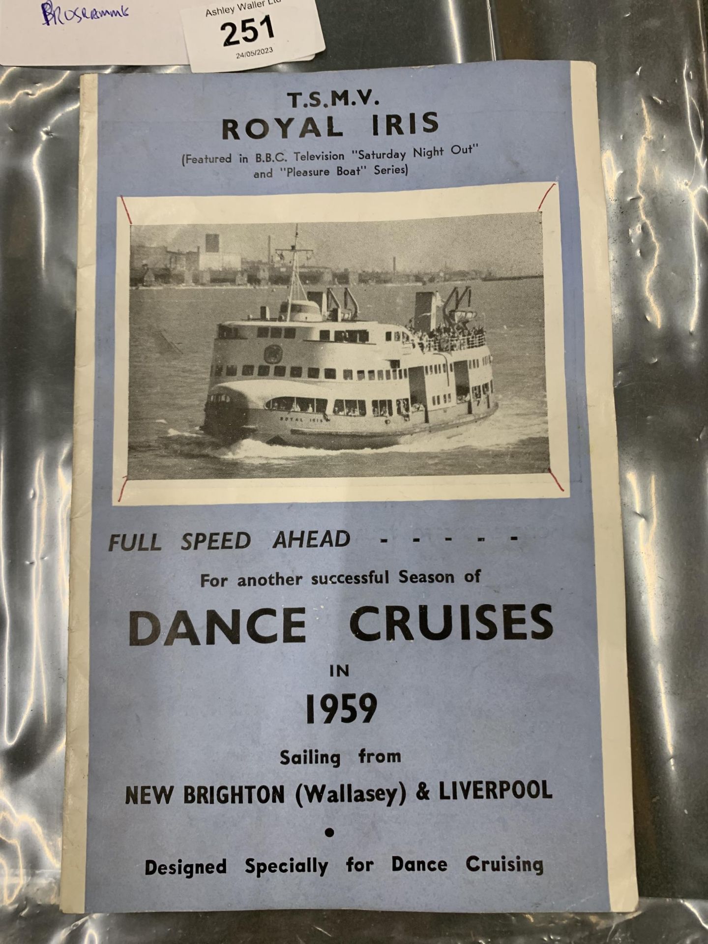 A 1959 ROYAL IRIS DANCE CRUISE PROGRAMME