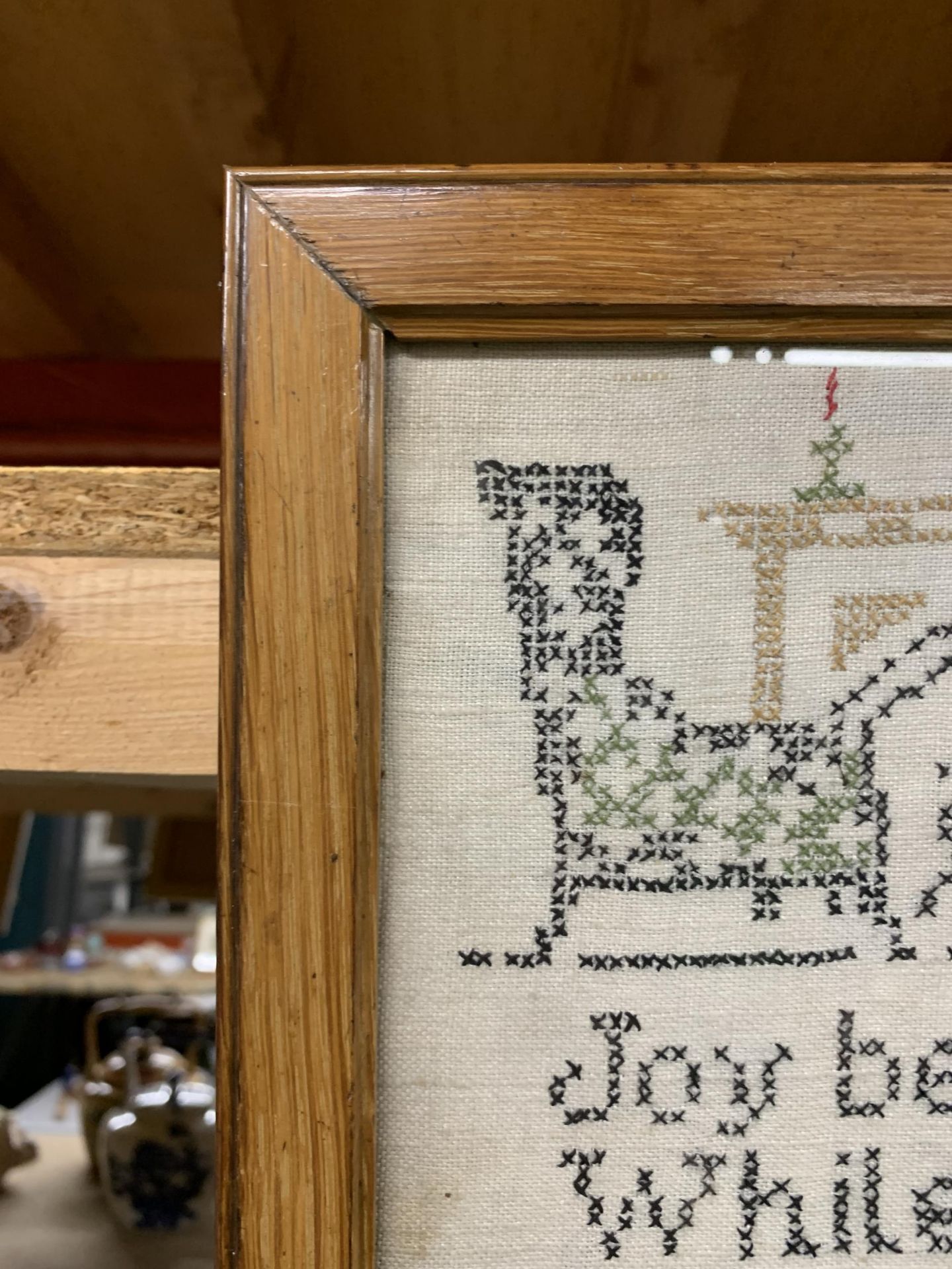 TWO ITEMS - GILT FRAMED CRYSTOLEUM AND A TAPESTRY SAMPLER - Image 5 of 5