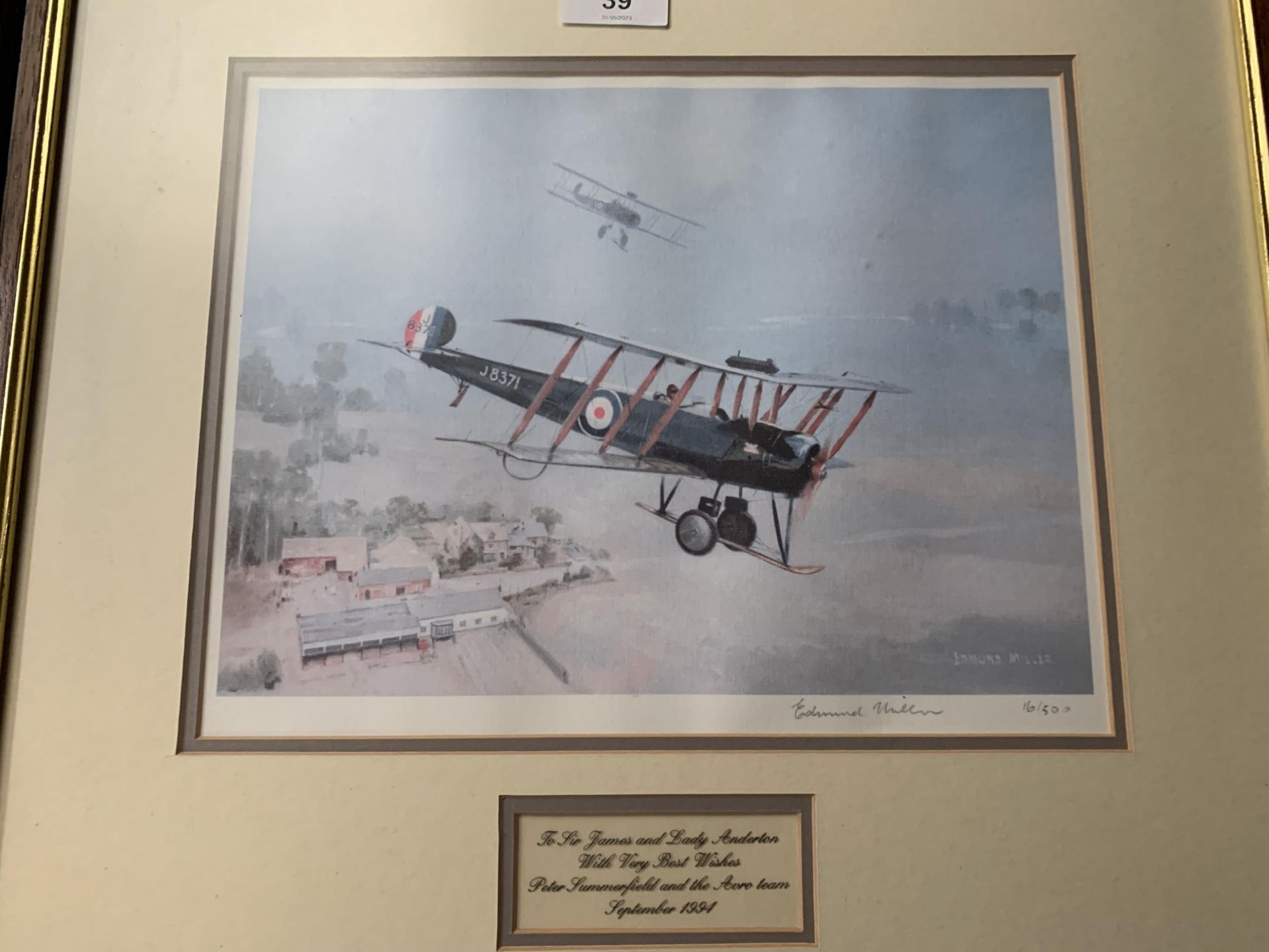 * EDMUND MILLER (BRITISH, 1929) AVRO 540 BIPLANES IN FLIGHT, LIMITED EDITION 16/50, SIGNED BY THE - Image 2 of 4