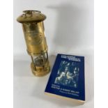 * A BRASS PRESENTATION MINERS LAMP FROM THE COAL INDUSTRY SOCIETY (NW) 1981, HEIGHT 27CM AND A