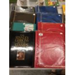 SEVEN STAMP ALBUMS WITH STAMPS PLUS A STANLEY GIBBONS BOOK OF STAMPS