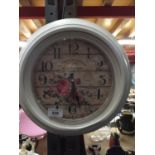 A VINTAGE STYLE 'LA BOUTIQUE DE FLEURS' WALL CLOCK