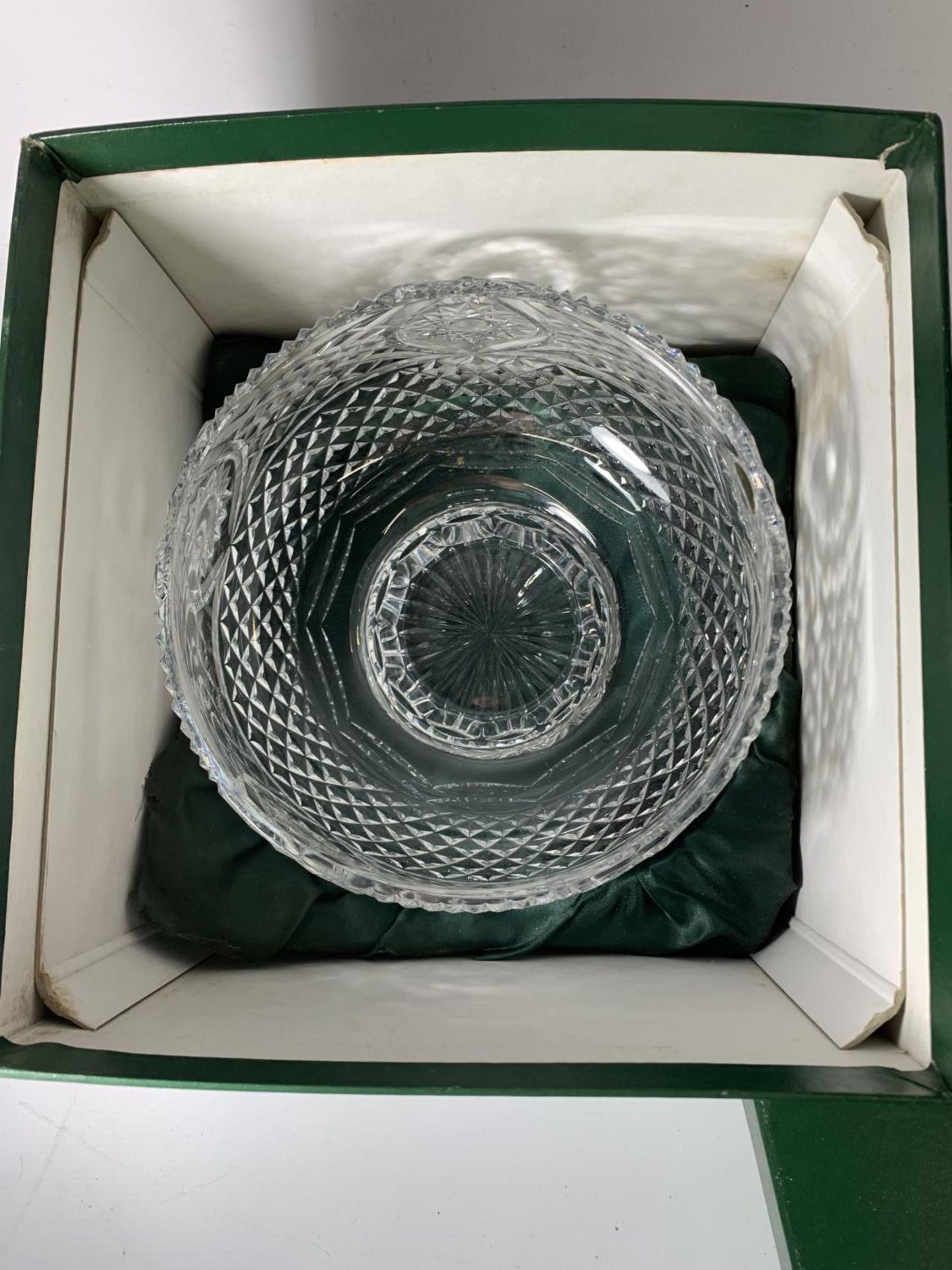 * BOXED TYRONE CRYSTAL 'ARMAGH BOWL' 22CM DIAMETER, HEIGHT 14CM, WITH INSCRIPTION TO SIR JAMES - Image 6 of 9