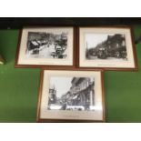 THREE FRAMED PRINTS OF ALTRINCHAM IN THE 1900'S