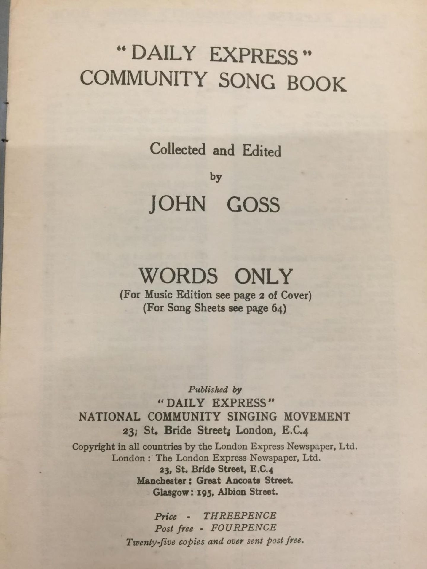 A COLLECTION OF 1927 'DAILY EXPRESS' COMMUNITY SONG BOOKS - 20 IN TOTAL - Image 2 of 4