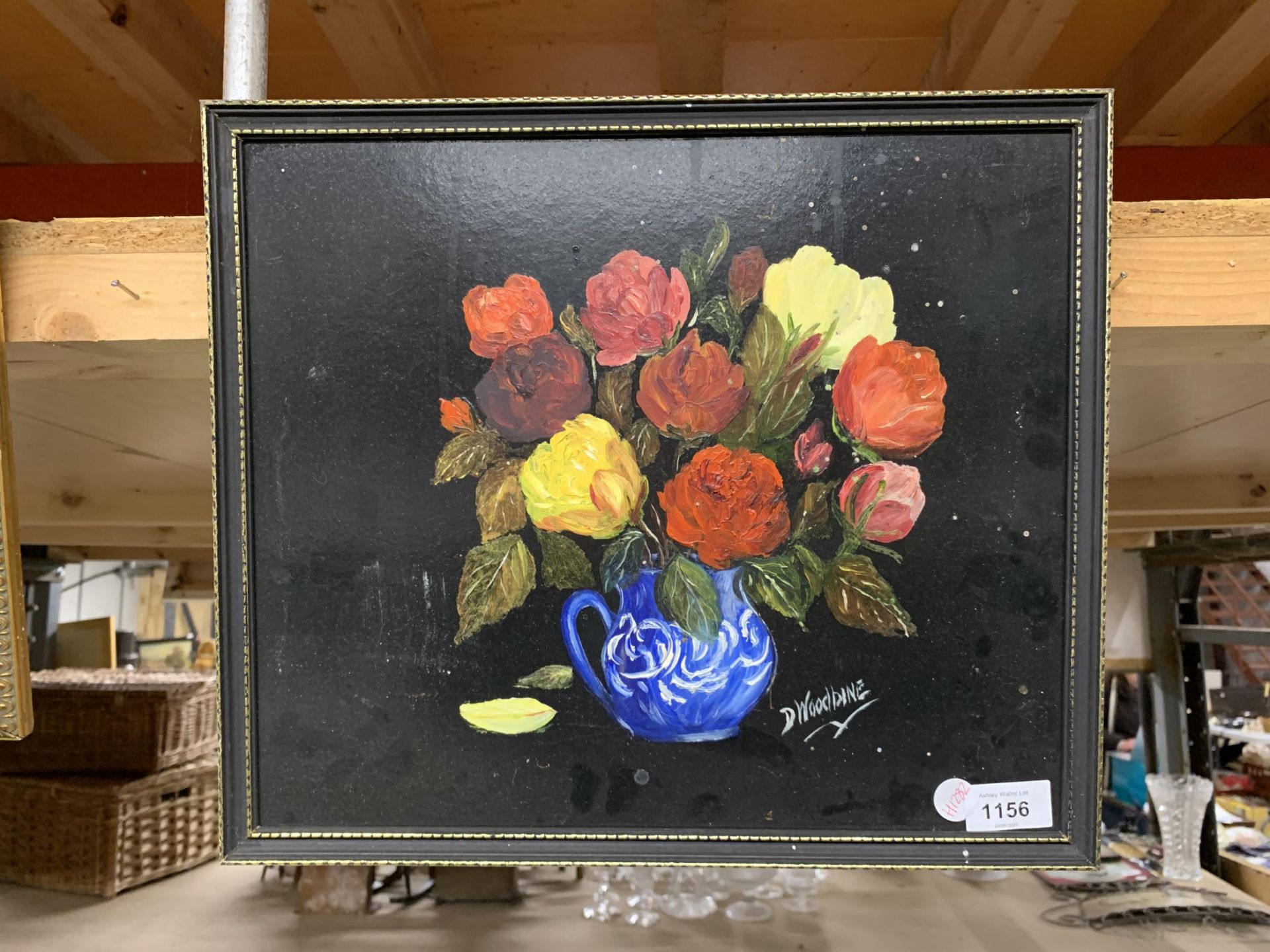 A D WOODBINE STILL LIFE WATERCOLOUR AND GILT FRAMED MODERN FLORAL OIL - Image 2 of 5