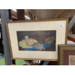 A FRAMED RUSSELL FLINT PRINT OF A NUDE LADY