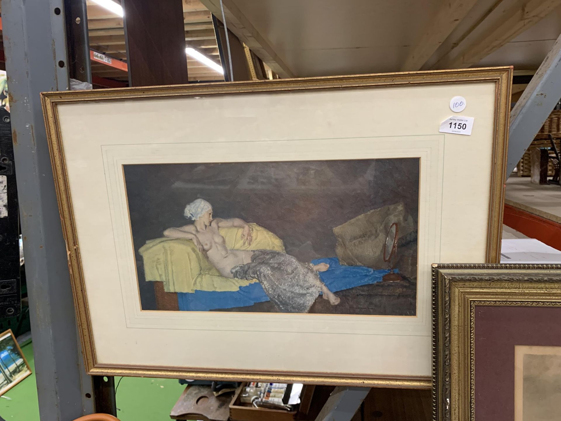 A FRAMED RUSSELL FLINT PRINT OF A NUDE LADY