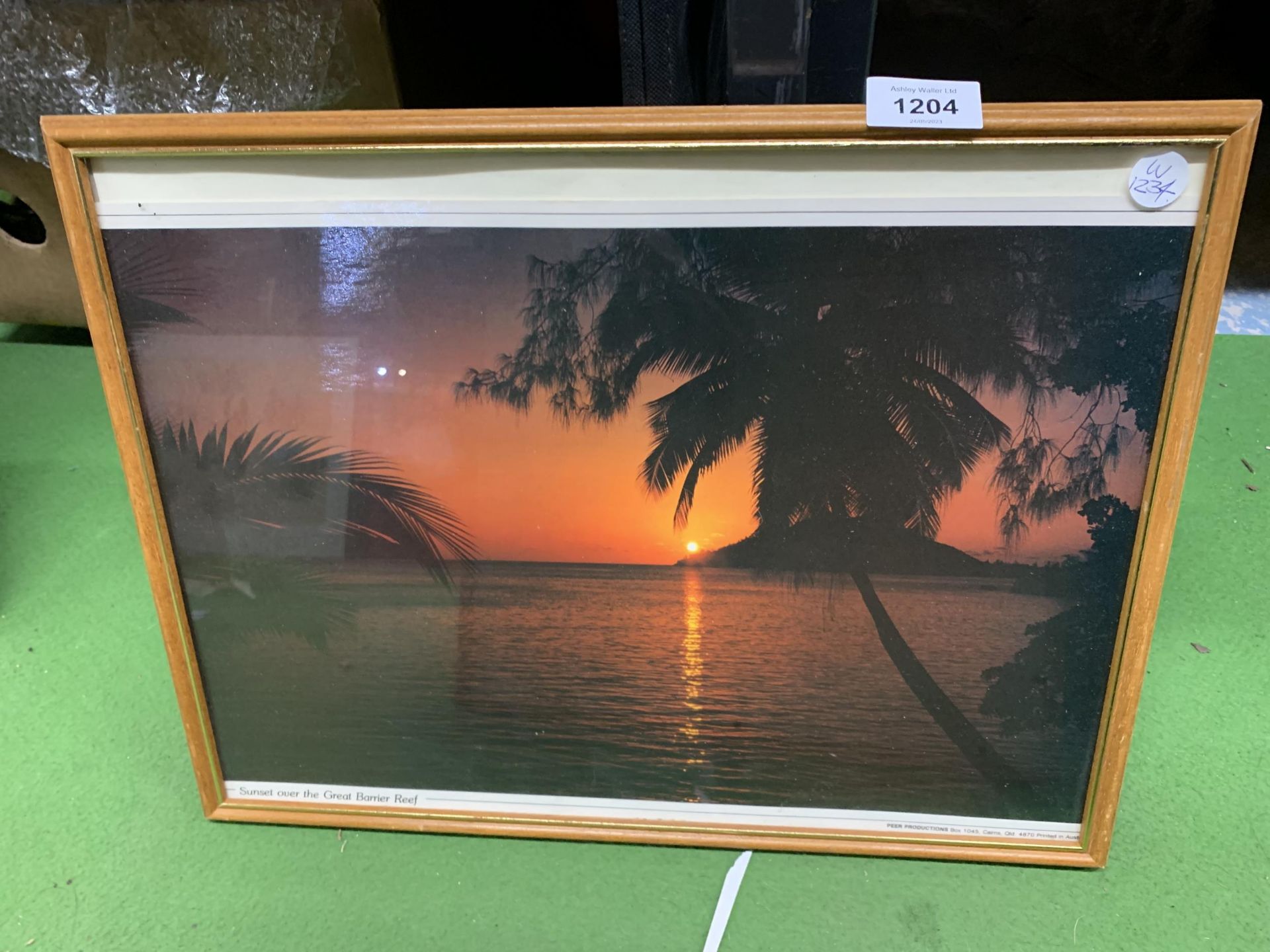 TWO FRAMED PRINTS, ONE OF SUNSET OVER THE GREAT BARRIER REEF, THE OTHER FOUR MILE BEACH, PORT - Image 3 of 4