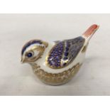 A ROYAL CROWN DERBY FIRECREST BIRD WITH GOLD STOPPER