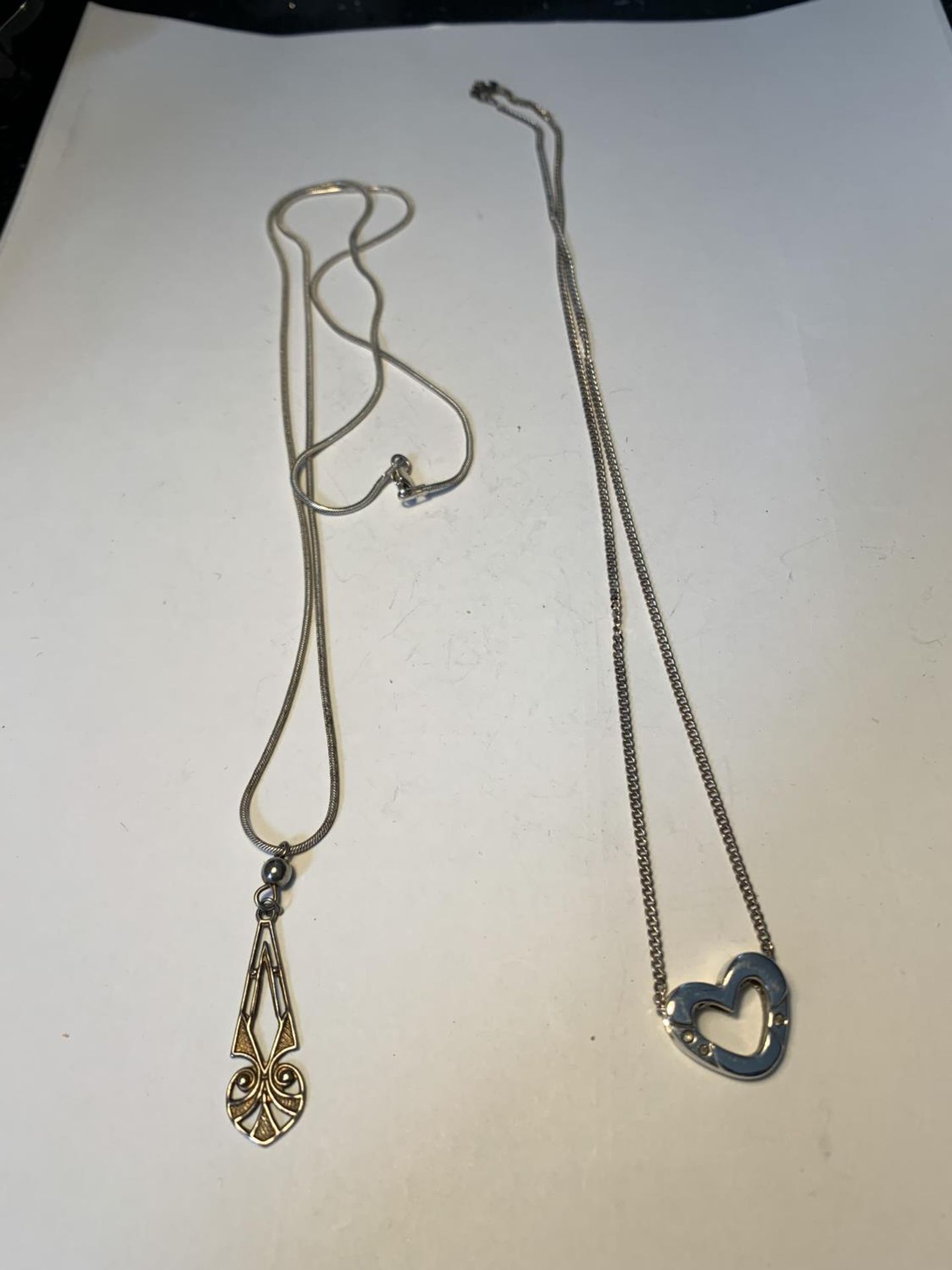 TWO SILVER NECKLACES WITH PENDANTS - Image 2 of 3