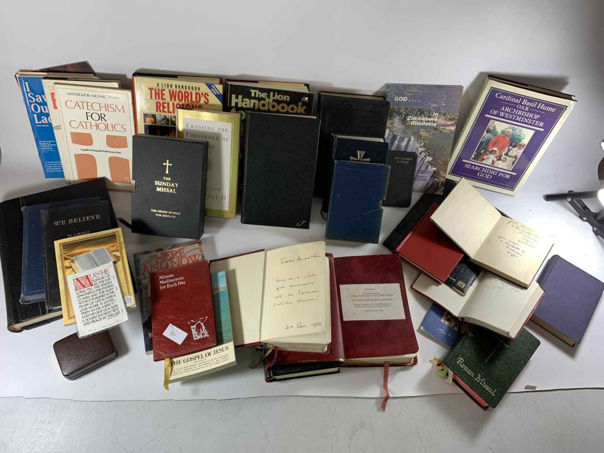 * A COLLECTION OF HOLY BIBLES AND PRAYER BOOKS TO INCLUDE JAMES ANDERTONS FULL COMMUNION WITH THE