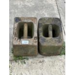 TWO VINTAGE CAST IRON 56LB WEIGHTS