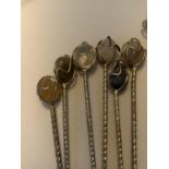 SIX FORKS AND SIX SPOONS WITH SEMI PRECIOUS STONES
