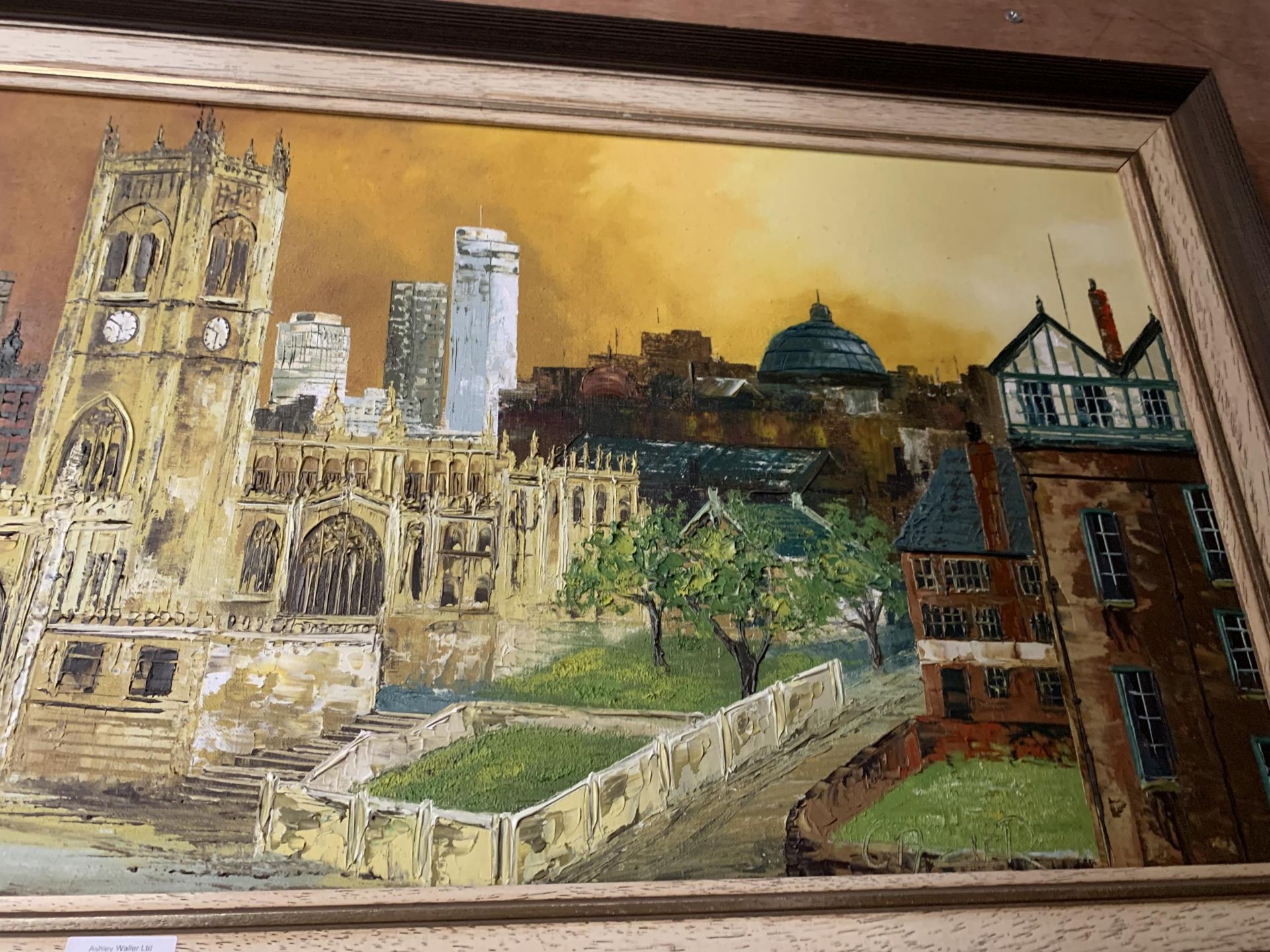 * GAZIER (20TH CENTURY) 'MANCHESTER CATHEDRAL', OIL ON CANVAS, 40 X 91CM, SIGNED, TITLE & DATE 78 - Image 3 of 7