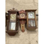 THREE VARIOUS VINTAGE WALL CLOCKS