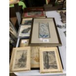 A COLLECTION OF FRAMED PICTURES, 1881 SAMPLER, ENGRAVING ETC