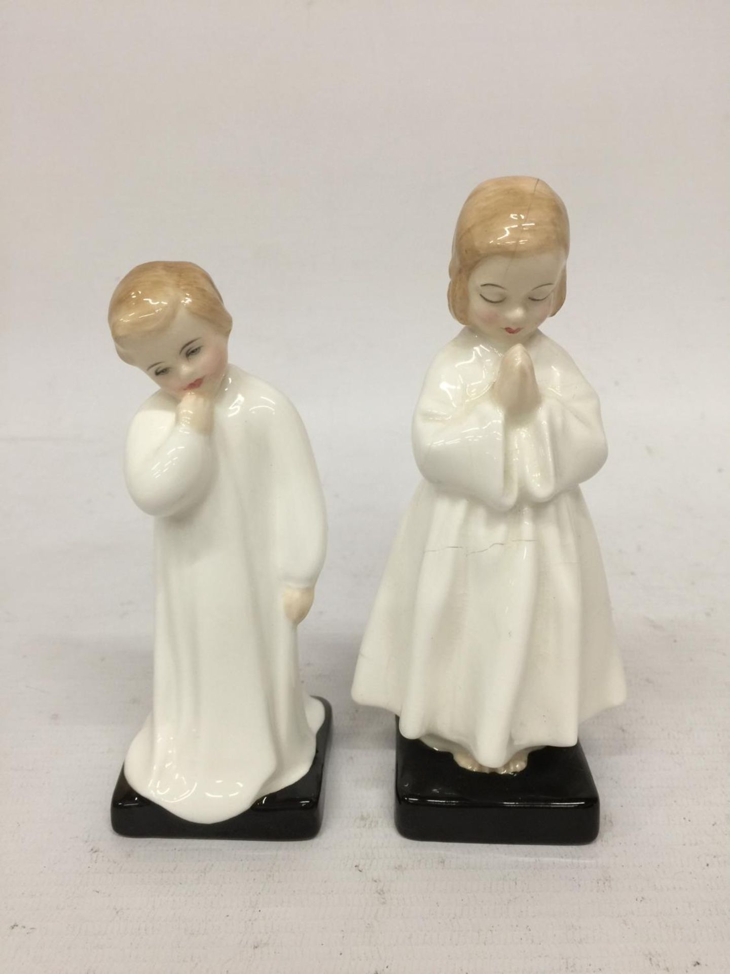 TWO ROYAL DOULTON FIGURES - BEDTIME (A/F) & DARLING