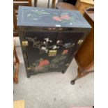 A MODERN TWO DOOR CABINET WITH CHINOISERIE DECORATION, 24" WIDE