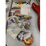 A COLLECTION OF VINTAGE BADGES, CASTROL ETC