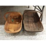 TWO VINTAGE WOODEN TRUGS