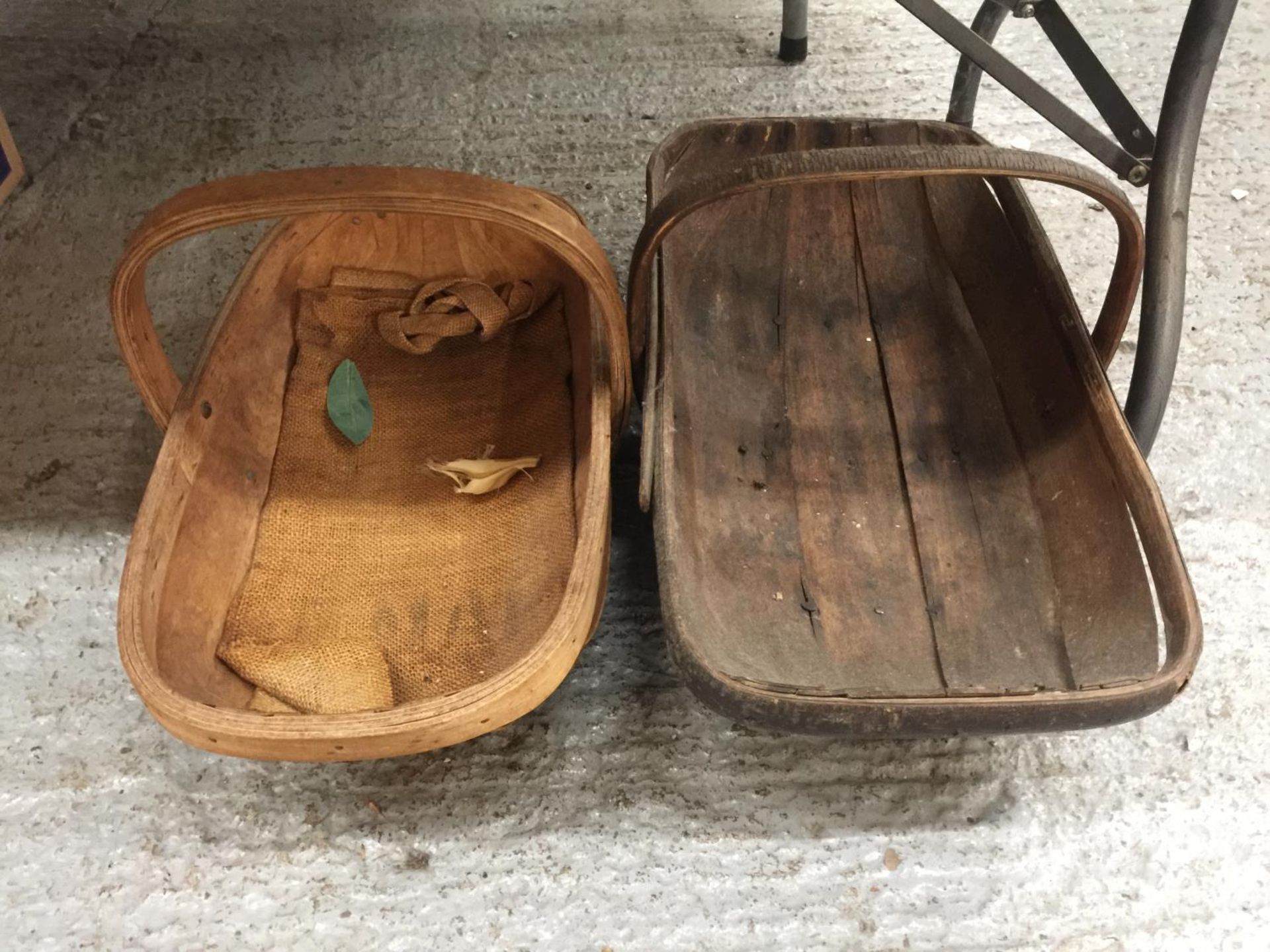 TWO VINTAGE WOODEN TRUGS