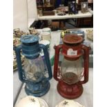 TWO VINTAGE HURRICANE LAMPS