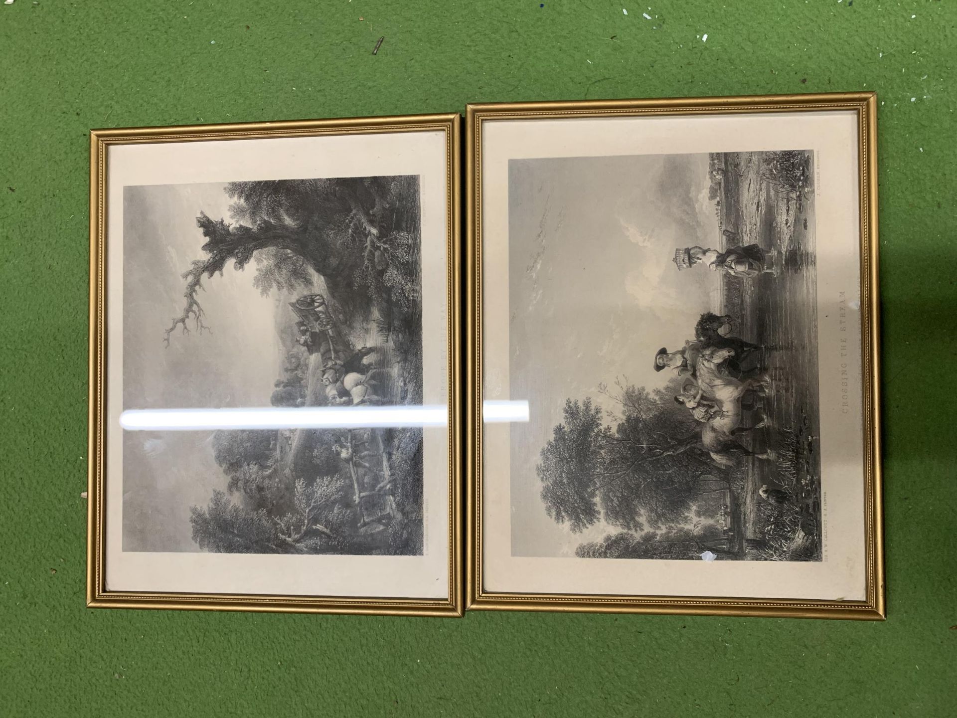 A GROUP OF FIVE FRAMED PRINTS TO INCLUDE GILT FRAMED VAN GOGH PRINT, CROSSING THE STREAM ENGRAVING - Image 2 of 5