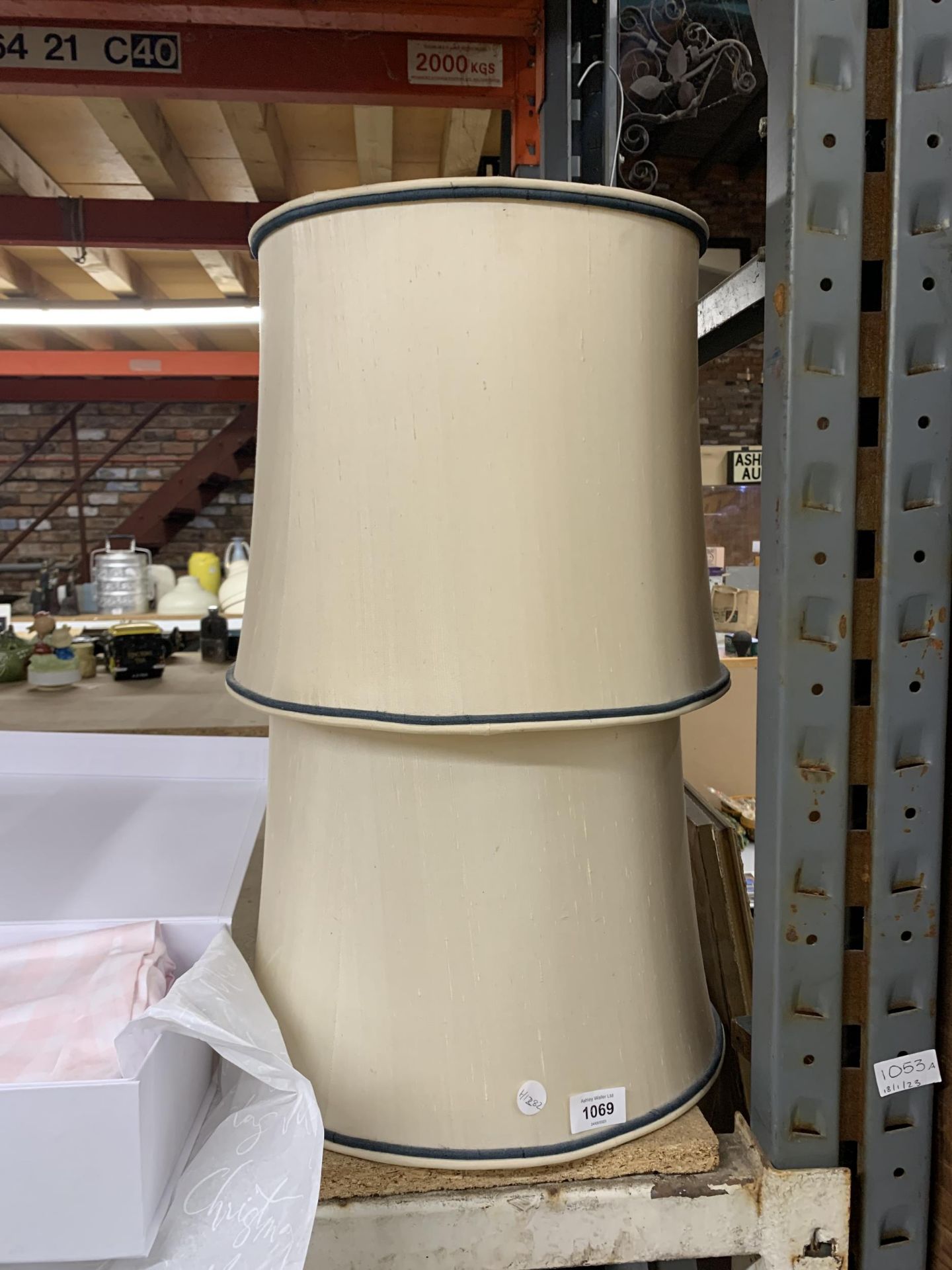 A PAIR OF SILK LAMP SHADES