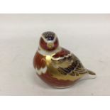 A ROYAL CROWN DERBY CHAFFINCH, GOLD STOPPER