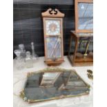 TWO ITEMS - A VINTAGE FLORAL BARBOLA MIRROR AND A MODERN 31 DAY CLOCK